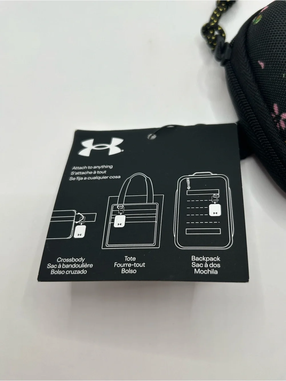 Under Armour Black Floral Hard Shell Earbud Case with Carabiner